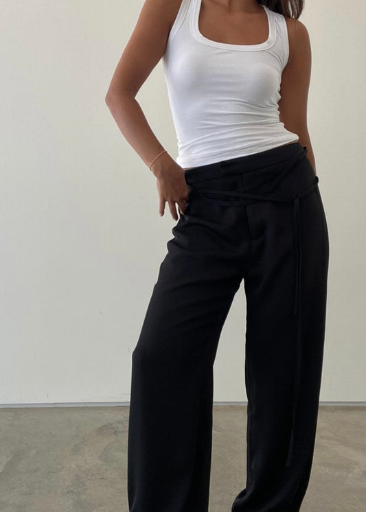Bri Tie Trouser in Black