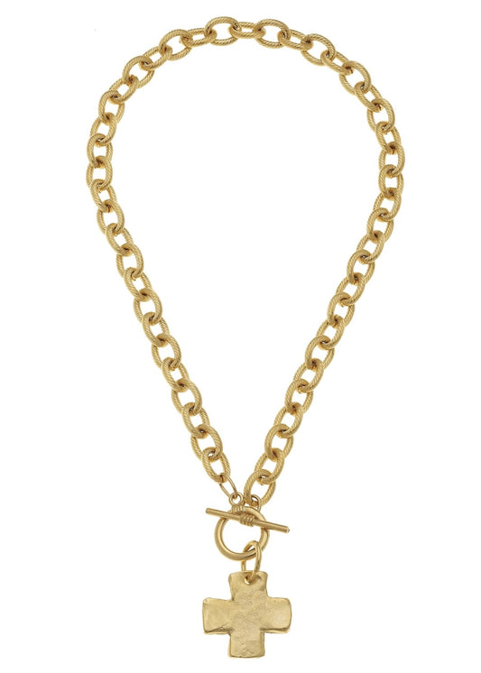 Gold Cross Toggle Necklace